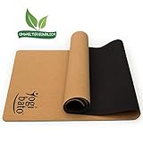 Yogibato Yoga-Matte aus Kork & Naturkautschuk [183 x 61 x 0,4 cm] - Korkmatte mit Tragegurt - Rutschfest & schadstofffrei - Pilates Gymnastik Meditation Training