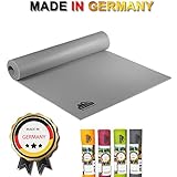 Mayon Yoga & Fitness Profi Premium Yogamatte - Rutschfest, umweltfreundlich & schadstofffrei nach ÖKO TEX 100 - GRAU 183 x 60 x 0,45 cm, PVC/Glasgarngewebe & Maschinenwaschbar bis 60º C