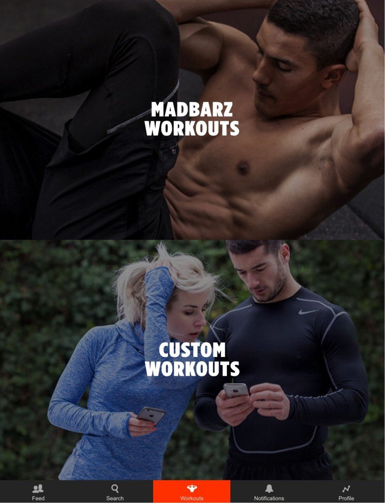 Madbarz App Workout auswaehlen