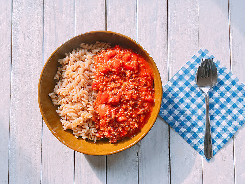 Vollkorn-Spirelli-Bolognese