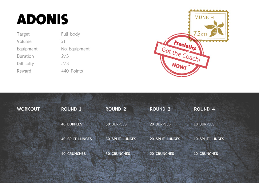 Freeletics Adonis Workout View with all exercises Freeletics Adonis Workout View with all exercises