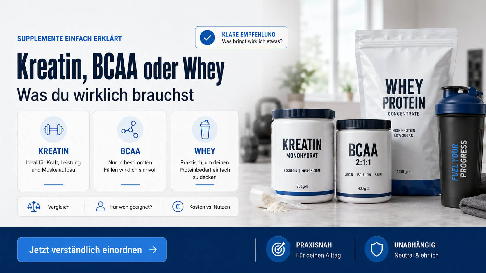 Kreatin, BCAA oder Whey