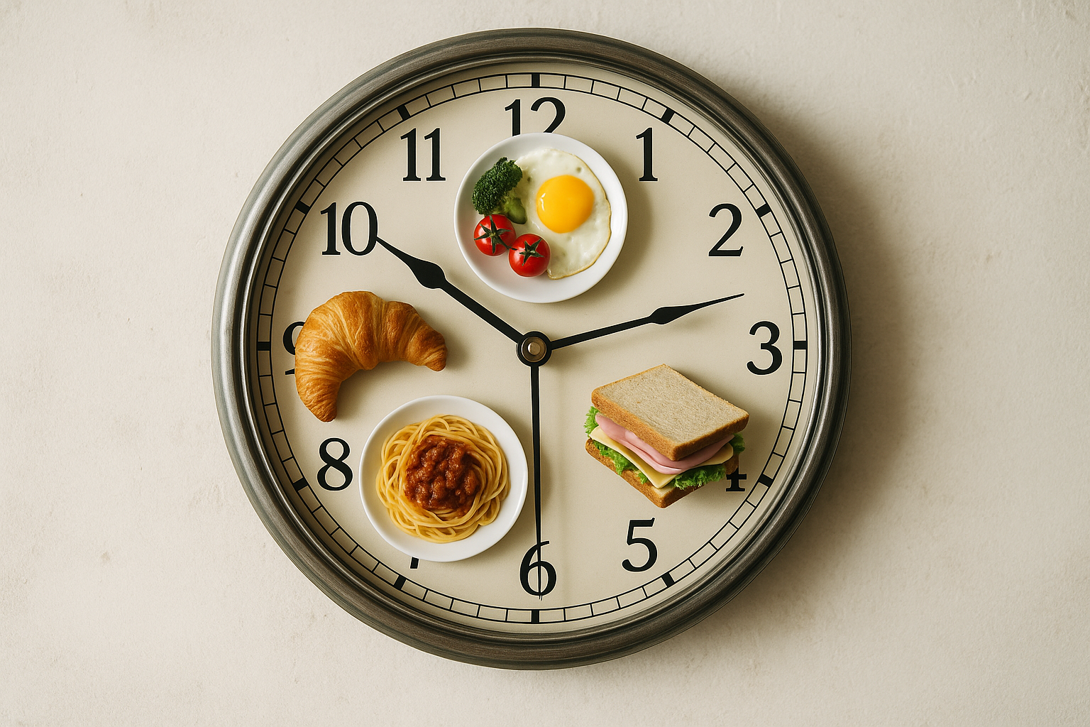 Eine Uhr, die die Essenszeiten darstellt