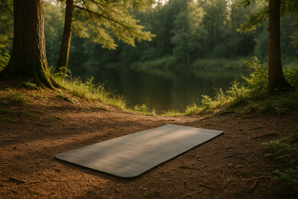 Eine Yoga-Matte in einem ruhigen, natürlichen Umfeld